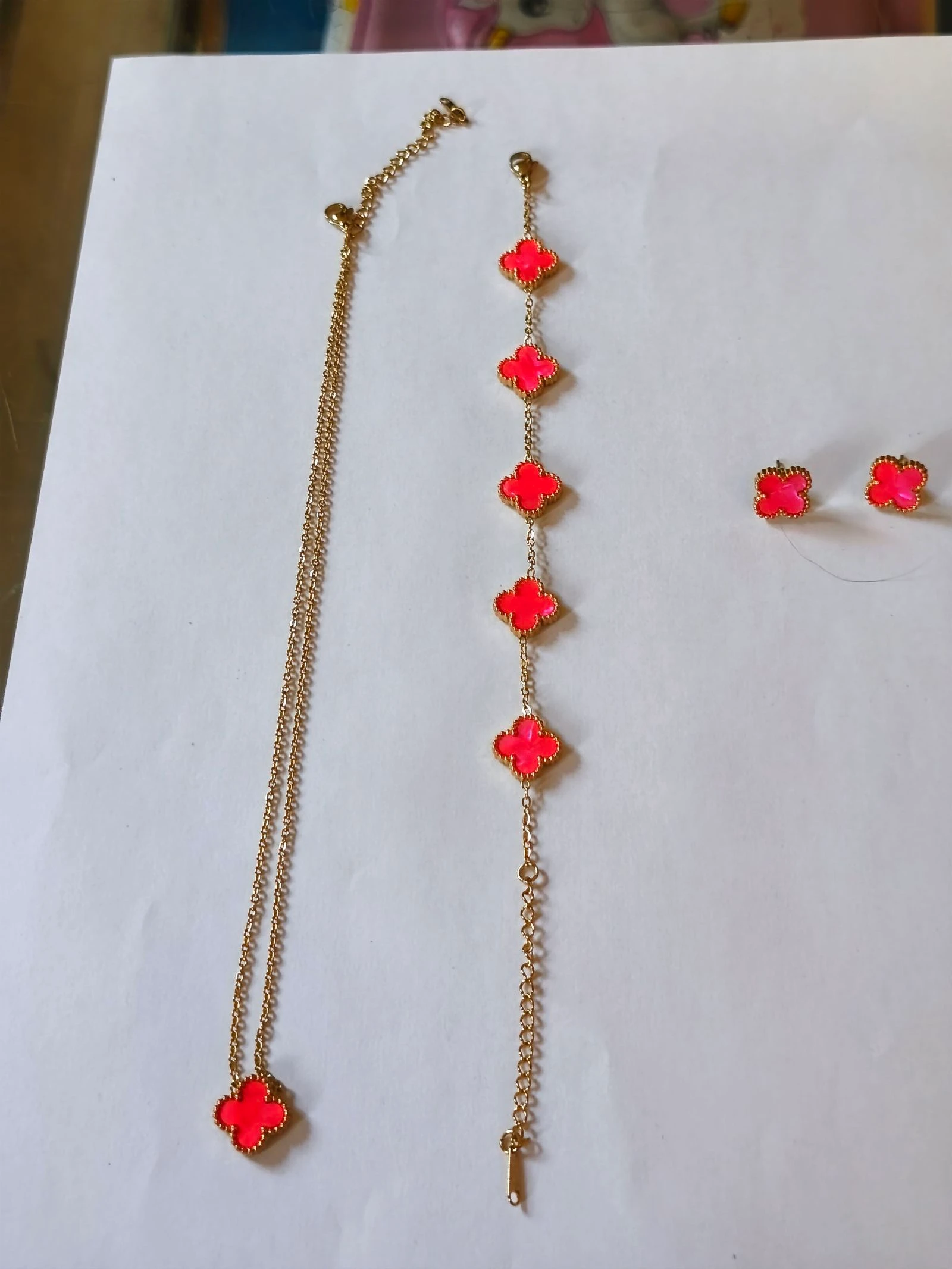 Conjunto de trevo colar, pulseira e brincos – photo 13
